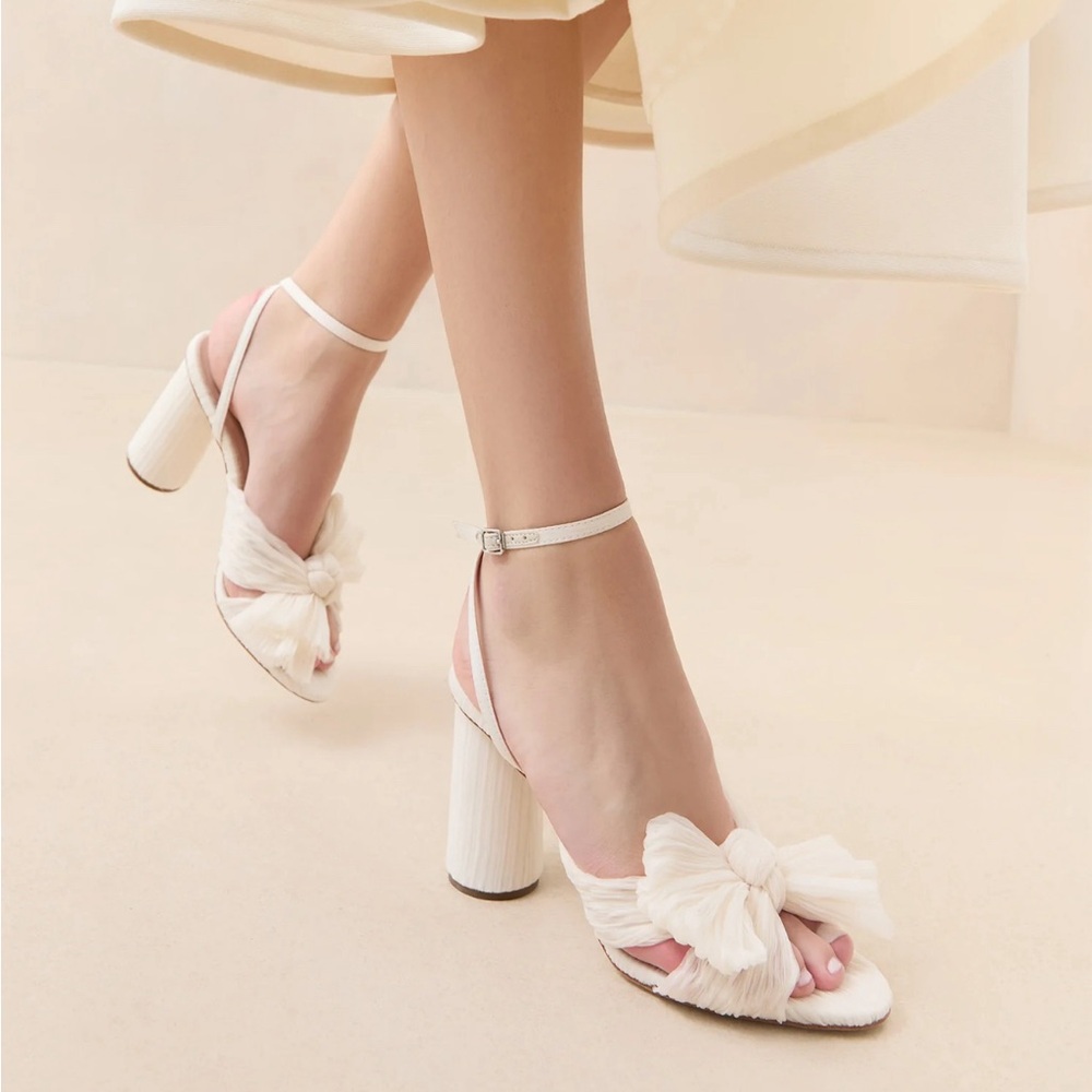 Loeffler Randall Camellia Pearl Pleated Bow Heel